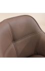 Set of 2 dining chairs "Euphoric" design in brown leather