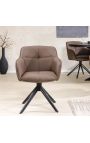 Set of 2 dining chairs "Euphoric" design in brown leather