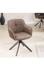 Set of 2 dining chairs "Euphoric" design in brown leather