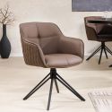 Set of 2 dining chairs "Euphoric" design in brown leather