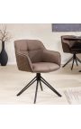 Set of 2 dining chairs "Euphoric" design in brown leather