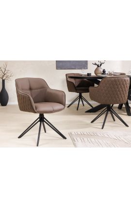 Ensemble de 2 chaises de repas &quot;Euphoric&quot; design en cuir marron