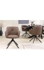 Set of 2 dining chairs "Euphoric" design in brown leather