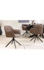 Set of 2 dining chairs "Euphoric" design in brown leather