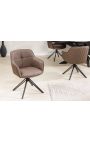 Set of 2 dining chairs "Euphoric" design in brown leather