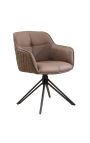 Set of 2 dining chairs "Euphoric" design in brown leather