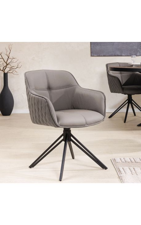 Set of 2 dining chairs "Euphoric" design in taupe leather