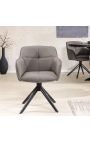 Set of 2 dining chairs "Euphoric" design in taupe leather