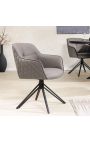 Set of 2 dining chairs "Euphoric" design in taupe leather