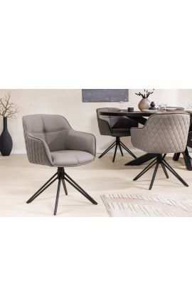 Ensemble de 2 chaises de repas &quot;Euphoric&quot; design en cuir taupe