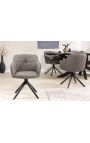 Set of 2 dining chairs "Euphoric" design in taupe leather