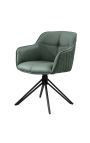 Set of 2 dining chairs "Euphoric" design in green leather