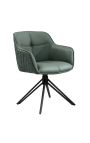 Set of 2 dining chairs "Euphoric" design in green leather