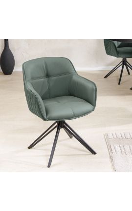 Set of 2 dining chairs &quot;Euphoric&quot; design in green leather