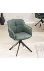 Set of 2 dining chairs "Euphoric" design in green leather