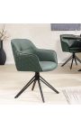 Set of 2 dining chairs "Euphoric" design in green leather