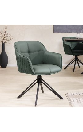 Set of 2 dining chairs "Euphoric" design in green leather