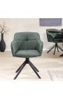 Set of 2 dining chairs "Euphoric" design in green leather