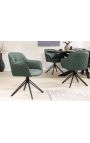 Set of 2 dining chairs "Euphoric" design in green leather