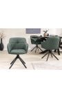 Set of 2 dining chairs "Euphoric" design in green leather