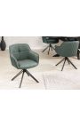 Set of 2 dining chairs "Euphoric" design in green leather