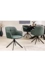 Set of 2 dining chairs "Euphoric" design in green leather