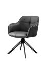 Set of 2 dining chairs "Euphoric" design in black leather