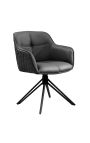 Set of 2 dining chairs "Euphoric" design in black leather