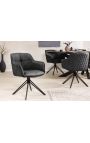 Set of 2 dining chairs "Euphoric" design in black leather