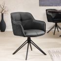 Set of 2 dining chairs "Euphoric" design in black leather