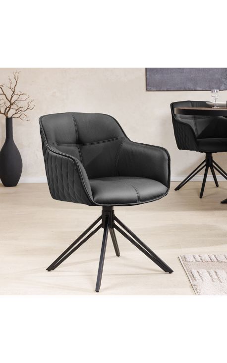 Ensemble de 2 chaises de repas "Euphoric" design en cuir noir