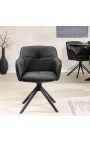 Set of 2 dining chairs "Euphoric" design in black leather