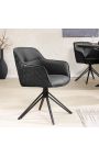 Set of 2 dining chairs "Euphoric" design in black leather