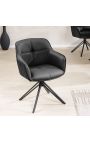 Set of 2 dining chairs "Euphoric" design in black leather