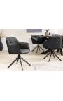 Set of 2 dining chairs "Euphoric" design in black leather