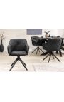 Set of 2 dining chairs "Euphoric" design in black leather