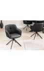 Set of 2 dining chairs "Euphoric" design in black leather