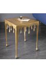 Square side table "MELTED" gold aluminum - 44 cm