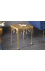 Square side table "MELTED" gold aluminum - 44 cm