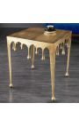 Square side table "MELTED" gold aluminum - 50 cm