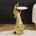 Side table "PEACOCK" gold aluminum and white marble