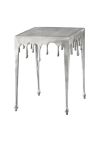 Square side table "MELTED" silver aluminum - 44 cm