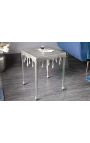 Square side table "MELTED" silver aluminum - 44 cm