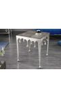 Square side table "MELTED" silver aluminum - 50 cm