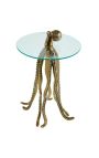 Side table "OCTOPUS" of gold aluminium and top of glass