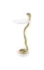 Side table "COBRA" gold aluminum and white marble