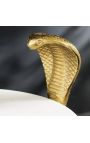 Sidebord "COBRA" guld, aluminium og hvid marmor