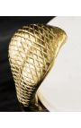 Side table "COBRA" gold aluminum and white marble