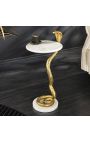 Side table "COBRA" gold aluminum and white marble