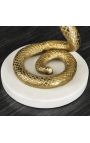 Side table "COBRA" gold aluminum and white marble